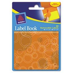 Removable Label Pad Books, 1 x 3 Orange & 2 x 3 Yellow, Orange Circles, 80/Pack