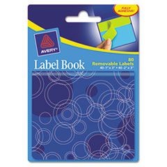 Removable Label Pad Books, 1 x 3 Green & 2 x 3 Blue, Blue Circles, 80/Pack