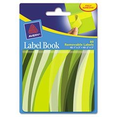 Removable Label Pad Books, 1 x 3 Yellow & 2 x 3 Green, Green Wavy, 80/Pack