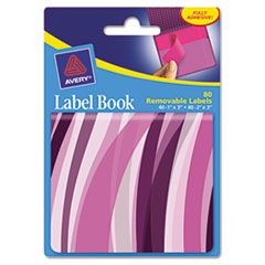 Removable Label Pad Books, 1 x 3 Purple & 2 x 3 Magenta, Purple Wavy, 80/Pack