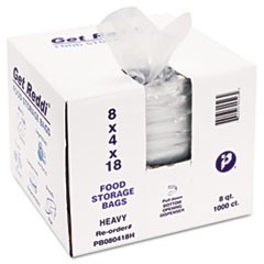 Food Bags, 8 qt, 1 mil, 8" x 18", Clear, 1,000/Carton