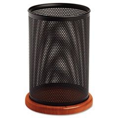 Distinctions Jumbo Metal and Wood Pencil Cup, 4 1/2 dia. x 6 1/2, Black/Cherry