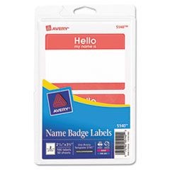 Printable Self-Adhesive Name Badges, 2 1/3 x 3 3/8, Red 