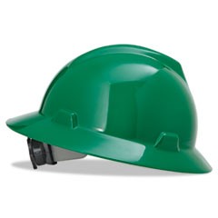 V-Gard Full-Brim Hard Hats, Ratchet Suspension, Size 6 1/2 - 8, Green