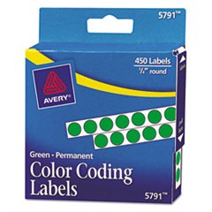 Handwrite-Only Permanent Self-Adhesive Round Color-Coding Labels in Dispensers, 0.25