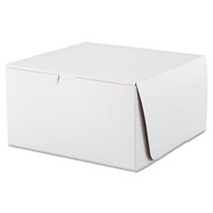 White One-Piece Non-Window Bakery Boxes, 10 x 10 x 5.5, White, Paper, 100/Carton