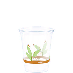 Bare Eco-Forward RPET Cold Cups, 12 oz to 14 oz, Leaf Design, Clear, Squat, 50/Pack