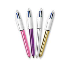 4-Color Multi-Function Ballpoint Pen, Retractable, Medium 1 mm, Black/Blue/Green/Red Ink, Randomly Assorted Barrel Colors