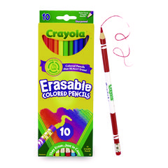 Erasable Color Pencil Set, 3.3 mm, 2B, Assorted Lead and Barrel Colors, 10/Pack
