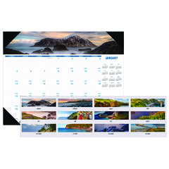 Earthscapes Recycled Monthly Desk Pad Calendar, Coastlines Photos, 22 x 17, Black Binding/Corners,12-Month (Jan-Dec): 2024