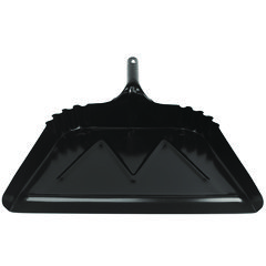 Heavy-Duty Commercial Dust Pan, 16 x 15.5, 5.38" Handle, 20-Gauge Steel, Black