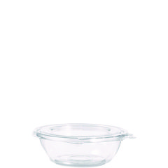 Tamper-Resistant, Tamper-Evident Bowls with Flat Lid, 8 oz, 5.5" Diameter x 1.7"h, Clear, Plastic, 240/Carton