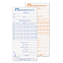 Weekly Time Cards for ATR240 and ATR360, 250/Pack