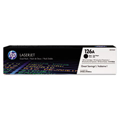 HP 126A, (CE310A-D) 2-pack Black Original LaserJet Toner Cartridges