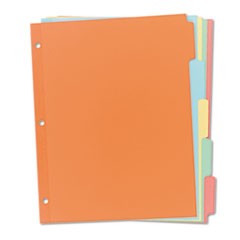 Write and Erase Plain-Tab Paper Dividers, 5-Tab, Letter, Multicolor, 36 Sets