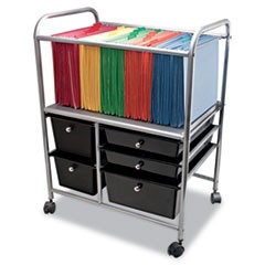 Letter/Legal File Cart w/Five Storage Drawers, 21-5/8 x 15-1/4 x 28-5/8, Black