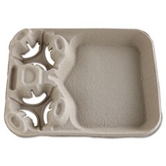 StrongHolder Molded Fiber Cup/Food Trays, 8-44oz, 2-Cup Capacity, 100/Carton