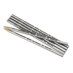 Verithin Smear-Proof Colored Pencils, 2 mm, Metallic Silver Lead, Metallic Silver Barrel, Dozen