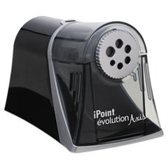 iPoint Evolution Axis Pencil Sharpener, AC-Powered, 5 x 7.5 x 7.25, Black/Silver