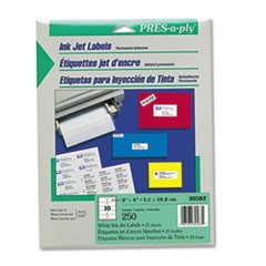 PRES-a-ply (2" x 4") (White Inkjet) (10 Labels/Sheet) (25 Sheets/Pkg) (Interchangeable with Avery# 8163, Maco# IJ-1025)
