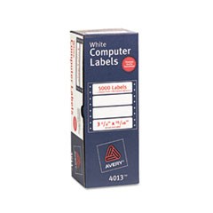 Avery Continuous Form White Mailing Labels for Pin-Fed Printers, 3 1/2" x 15/16" (5,000 Labels/Box)