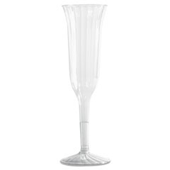 Classic Crystal Plastic Champagne Flutes, 5 oz., Clear, Fluted, 10/Pack, 12 Packs/Carton