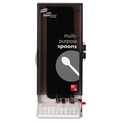 SmartStock Utensil Dispenser, Spoon, 10" x 8.75" x 24.5", Translucent Gray