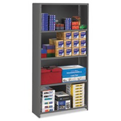 Closed Commercial Steel Shelving, Five-Shelf, 36w x 12d x 75h, Medium Gray