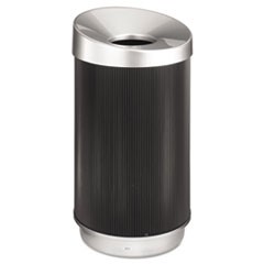 At-Your-Disposal Vertex Receptacle, Round, Polyethylene, 38 gal, Black/Chrome