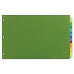 Insertable Big Tab Plastic Dividers, 8-Tab, 11 x 17, Green, 1 Set