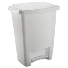 StepOn Waste Can, Rectangular, Plastic, 8.25gal, White