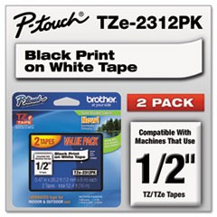 Brother 1/2" Black/White TZe Laminated Tape Value Pack