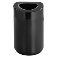 Open Top Round Waste Receptacle, Steel, 30 gal, Black