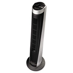 Remote Control Tower Fan, Five Speeds, Black/Silver