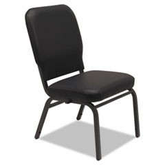 Oversize Stack Chair without Arms, Supports Up to 500 lb, Black Vinyl Seat/Back, Black Base, 2/Carton