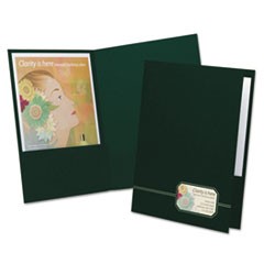 Monogram Series Business Portfolio, Premium Cover Stock, Green/Gold, 4/Pack