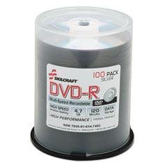 7045016147492, SKILCRAFT DVD-R Recordable Disc, 4.7 GB, 16x, Spindle, Silver, 100/Pack