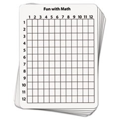 Math Dry Erase Whiteboard, 9 x 12, Grid, 10/Pack