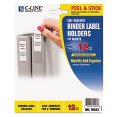 Self-Adhesive Ring Binder Label Holders, Top Load, 1-3/4 x 2-3/4, Clear, 12/Pack