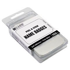 Self-Adhesive Name Badges, 3.5 x 2.25, White, 100/Box