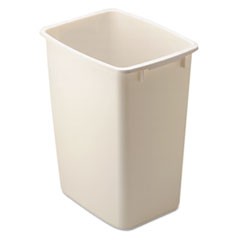 OpenTop Wastebasket, Rectangular, Plastic, 9 gal, Bisque, 6/Carton