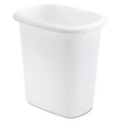 Oval Vanity Wastebasket, Plastic, 6 qt, 7 x 10 x 9, White, 6/Carton