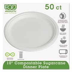 Renewable and Compostable Sugarcane Dinnerware, Plate, 10