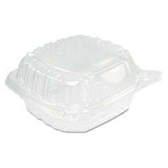 ClearSeal Hinged-Lid Plastic Containers, Sandwich Container, 13.8 oz, 5.4 x 5.3 x 2.6, Clear, Plastic, 500/Carton