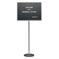 Adjustable Single-Pedestal Magnetic Letter Board, 24 x 18, Black Surface, Gray Aluminum Frame