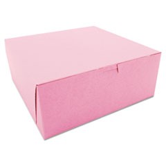 Non-Window Bakery Boxes, 10 x 10 x 4, Pink, 100/Carton