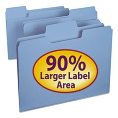 SuperTab Colored File Folders, 1/3-Cut Tabs, Letter Size, 11 pt. Stock, Blue, 100/Box