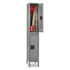 Double Tier Locker with Legs, Single Stack, 12w x 18d x 78h, Medium Gray