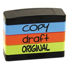 Interlocking Stack Stamp, COPY, DRAFT, ORIGINAL, 1.81" x 0.63", Assorted Fluorescent Ink