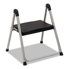 Folding Step Stool, 1-Step, 200 lb Capacity, 9.9" Working Height, Platinum/Black